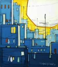 Salman Farooqi, 14 x 16 Inch, Acrylic on Canvas, Cityscape Painting-AC-SF-136